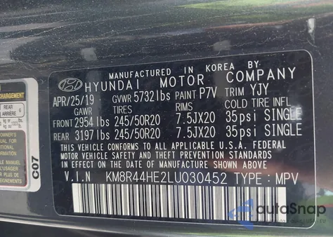 2020 Hyundai Palisade Sel z USA, uszkodzony, nr VIN KM8R44HE2LU030452